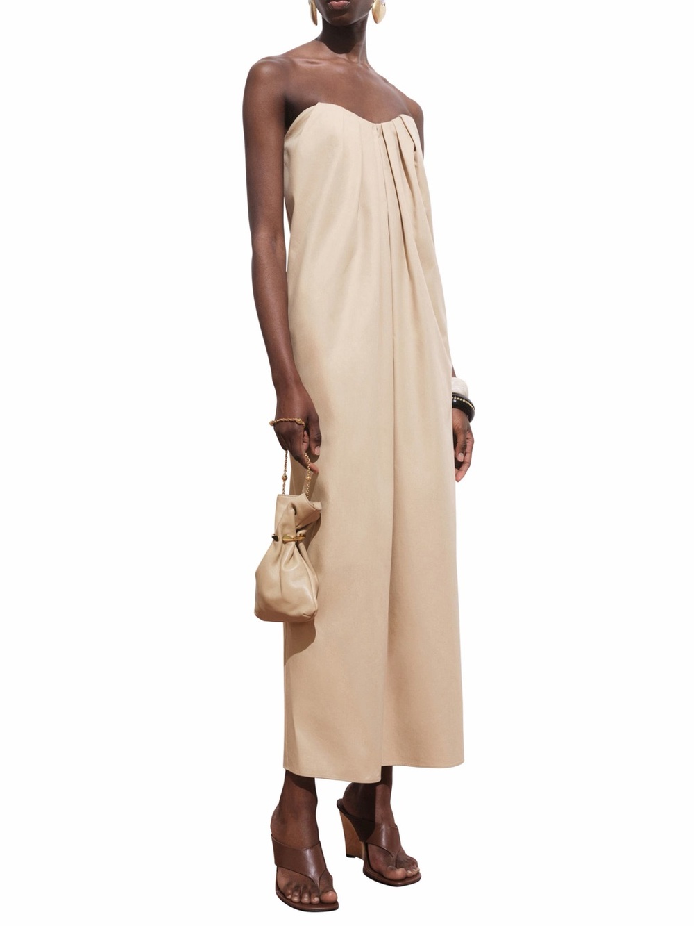 Mango - MNG - Strapless Draped Midi / Maxi Dress light tan